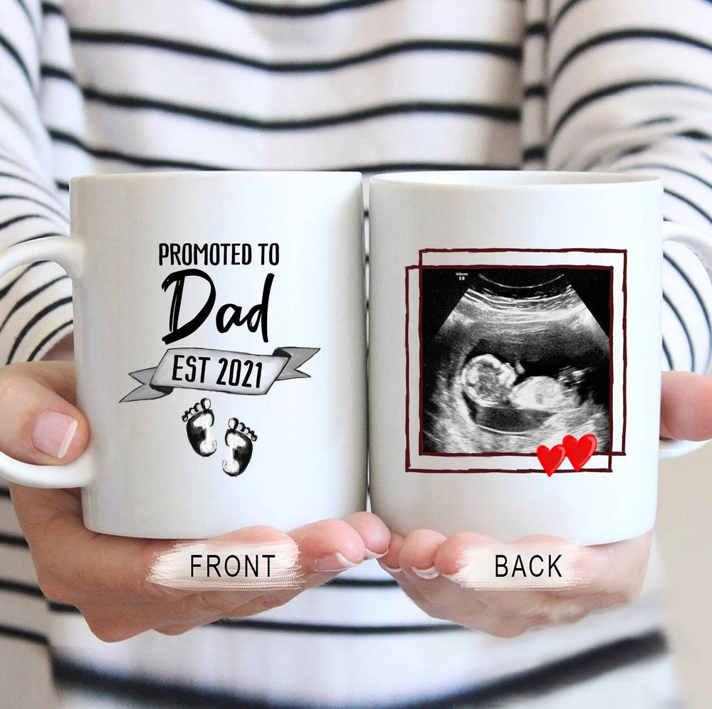 Promoted To Dad Mug Personalized Ultrasound Gift Custom Pregnancy Announcement