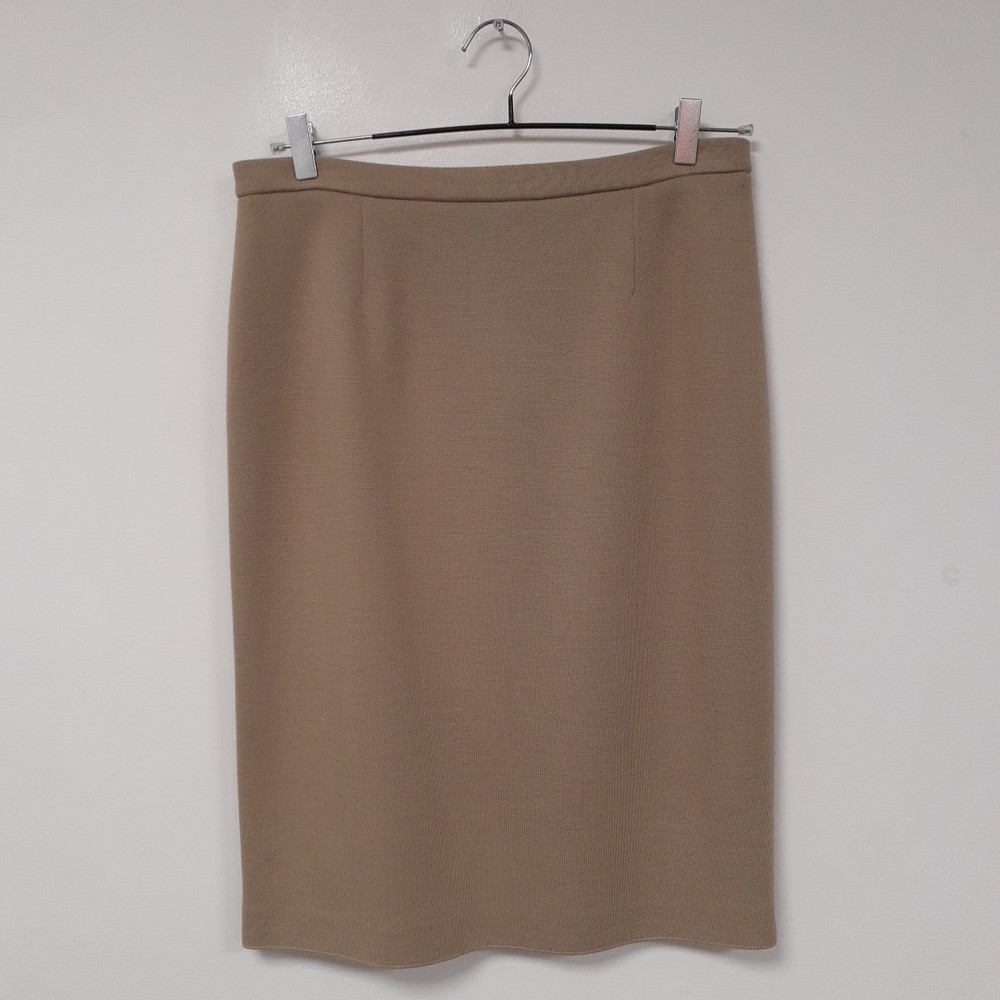 Women's Monsardi Beige Wool Pencil Skirt Mid-Length Size 46 Classic Style