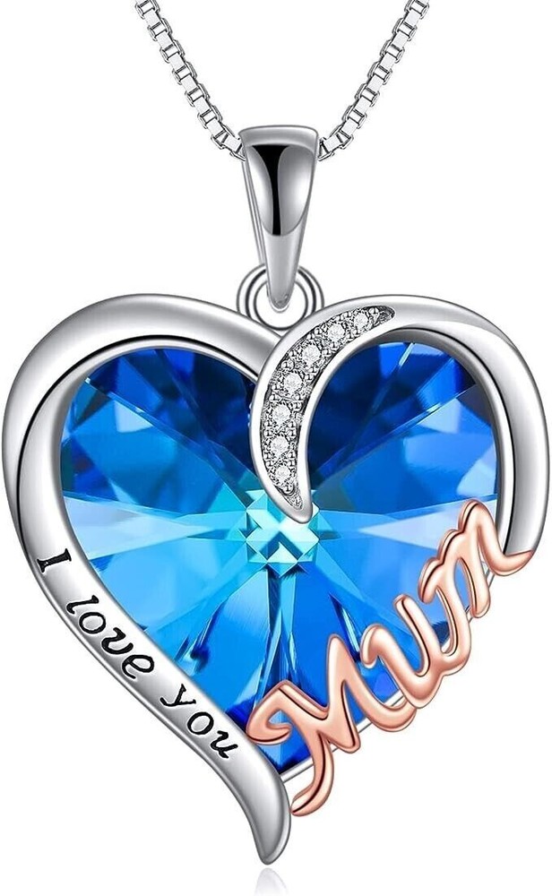 Blue Heart of the ocean crystal Necklace for mum Mothers gifts stocking fillers
