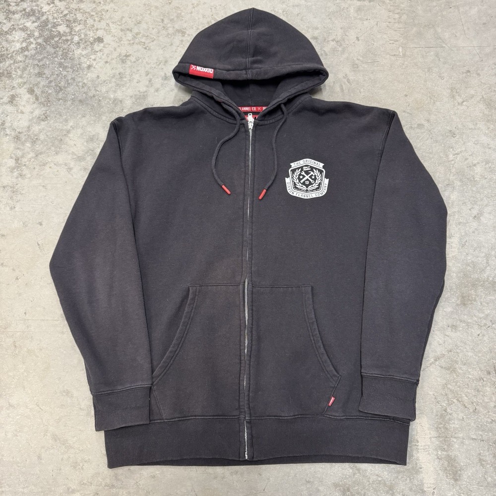 Dixxon Flannel Ground Up Customs Full Zip Hoodie Sweatshirt Faded Black Large