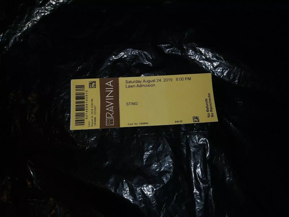 Sting of Police Ravinia Festival IL 8/24/19 2019 Concert Lawn Full Ticket Stub 1