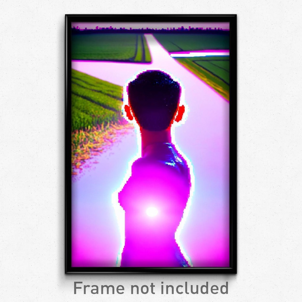 8-Bit Pixel Art Poster – Psychedelic Trippy Glossy Fields Gamer Print