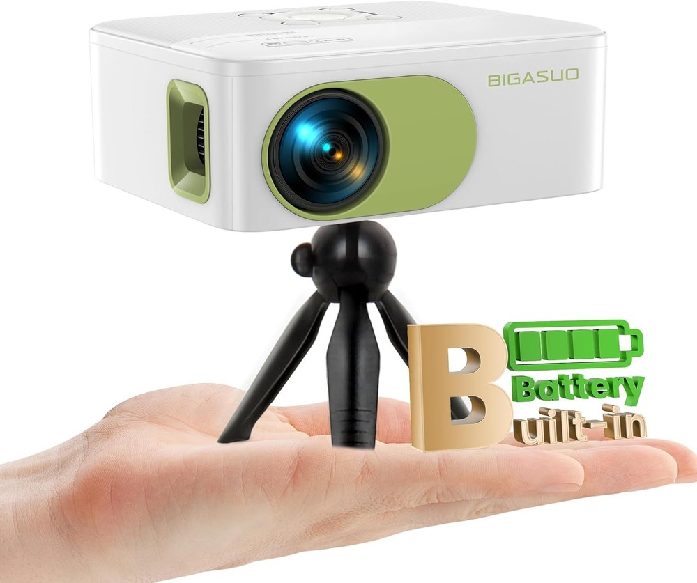 Mini Projector with Bluetooth, Native HD 1080P, Rechargeable Battery