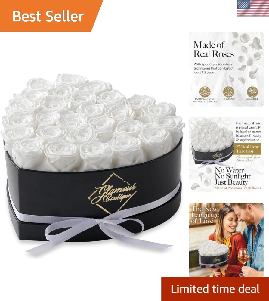27 Preserved Roses in Heart Box - Eternal Valentine's Day Gift with Forever Roses