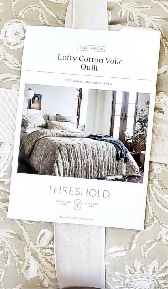 Threshold Full/Queen Size Quilt Lofty Cotton Voile Floral NEW