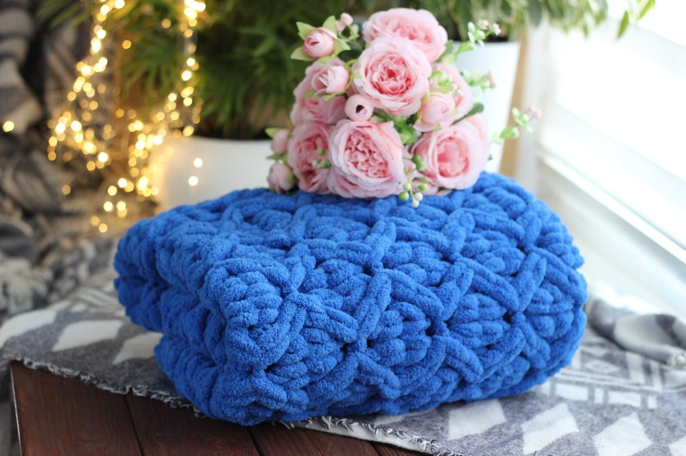 Soft Blue Baby Blanket for Newborn Boy, Plush Knit Blanket, Baby Shower gift