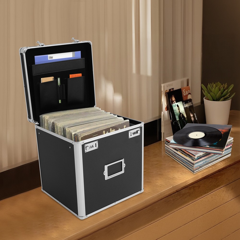 Vinyl Record Holder Storage Vintage Case Carrying Locking 50 Album Organizer NEW