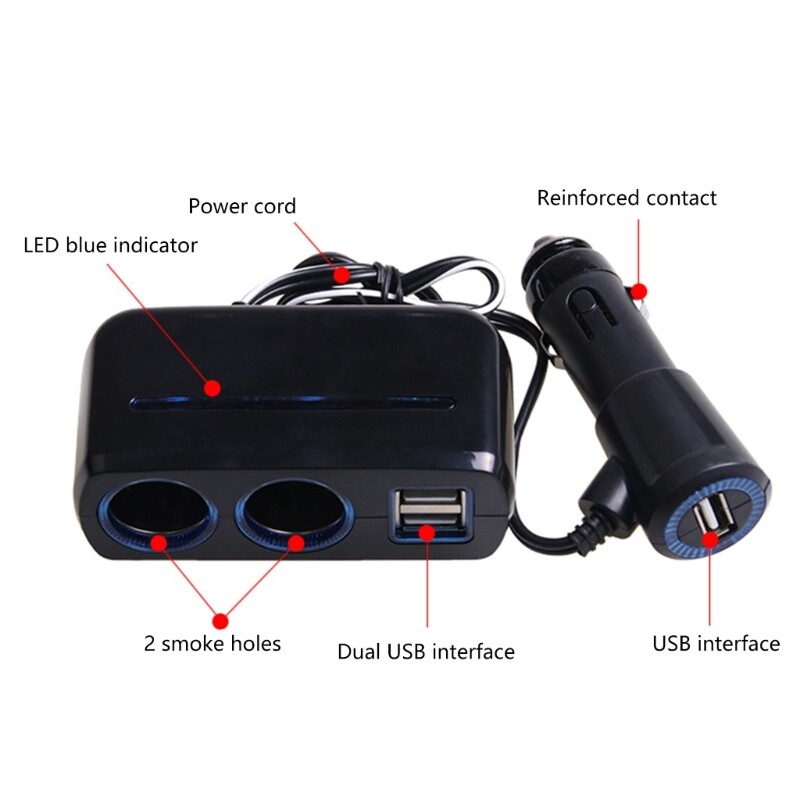 Compact 3A Double USB Car Charger for Digital Cameras - Space Saving