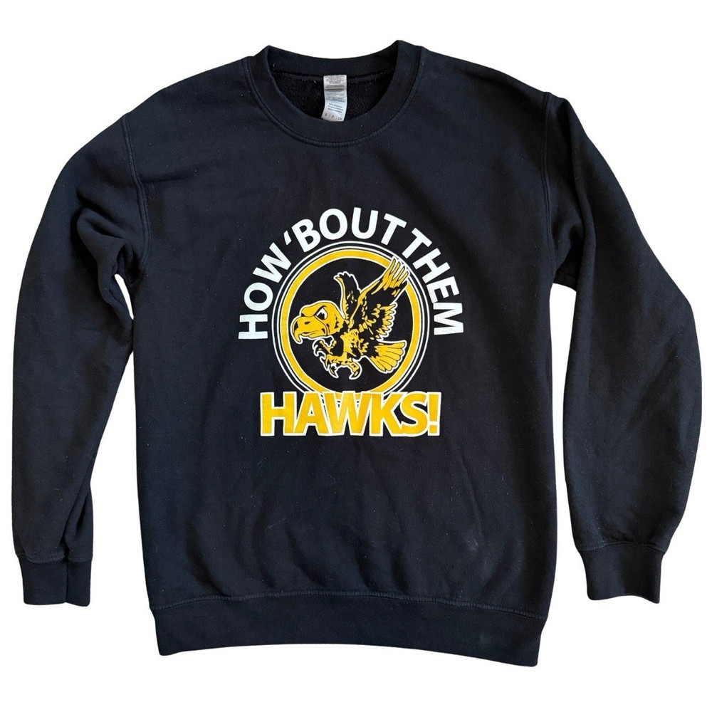VINTAGE University Of Iowa Hawkeyes Crewneck Sweatshirt Hawk Logo Black Men’s S