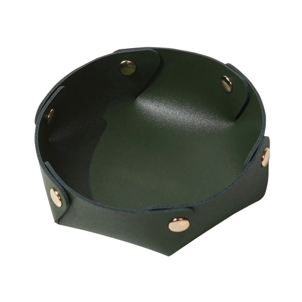 1Pc Round Leather Valet Tray for Tabletop Storage - Men & Women