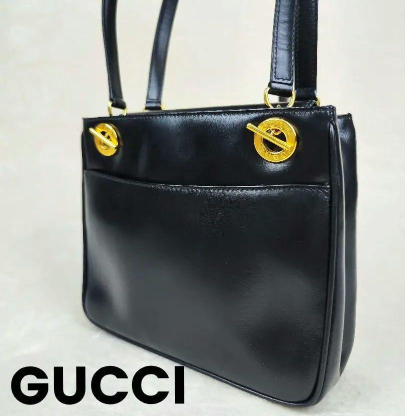 GUCCI Black Leather Tote Bag Authentic G03071115