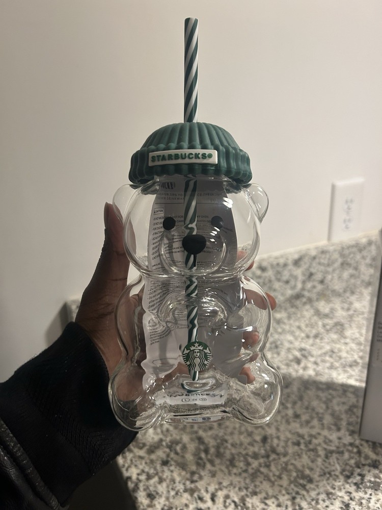 Authentic Starbucks 2025 Bearista BEAR Glass Jar Cold Cup Tumbler Straw