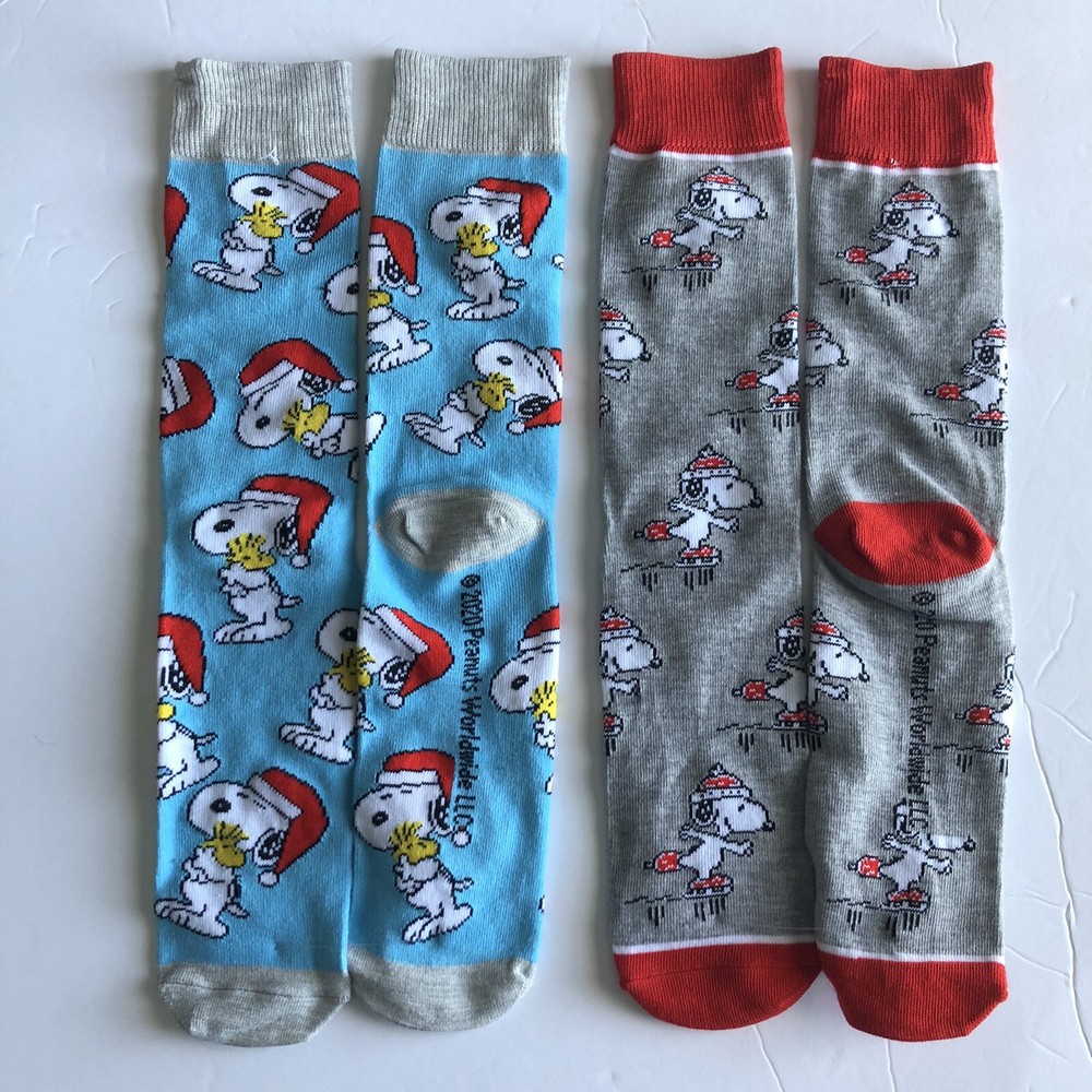 Peanuts Snoopy Christmas Holiday Crew Socks 2-Pair Pack