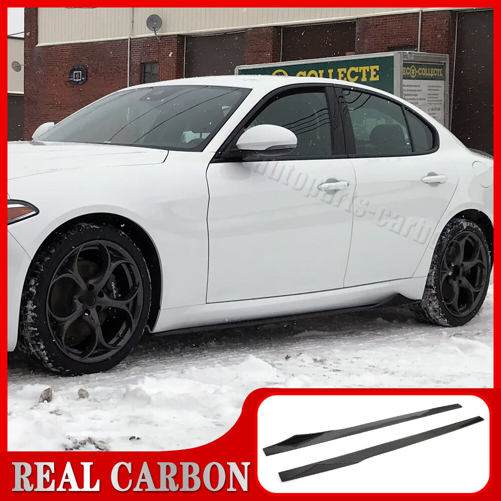 REAL CARBON Side Skirts Extension Lip Panel Kit For Alfa Romeo Giulia 2017-2024
