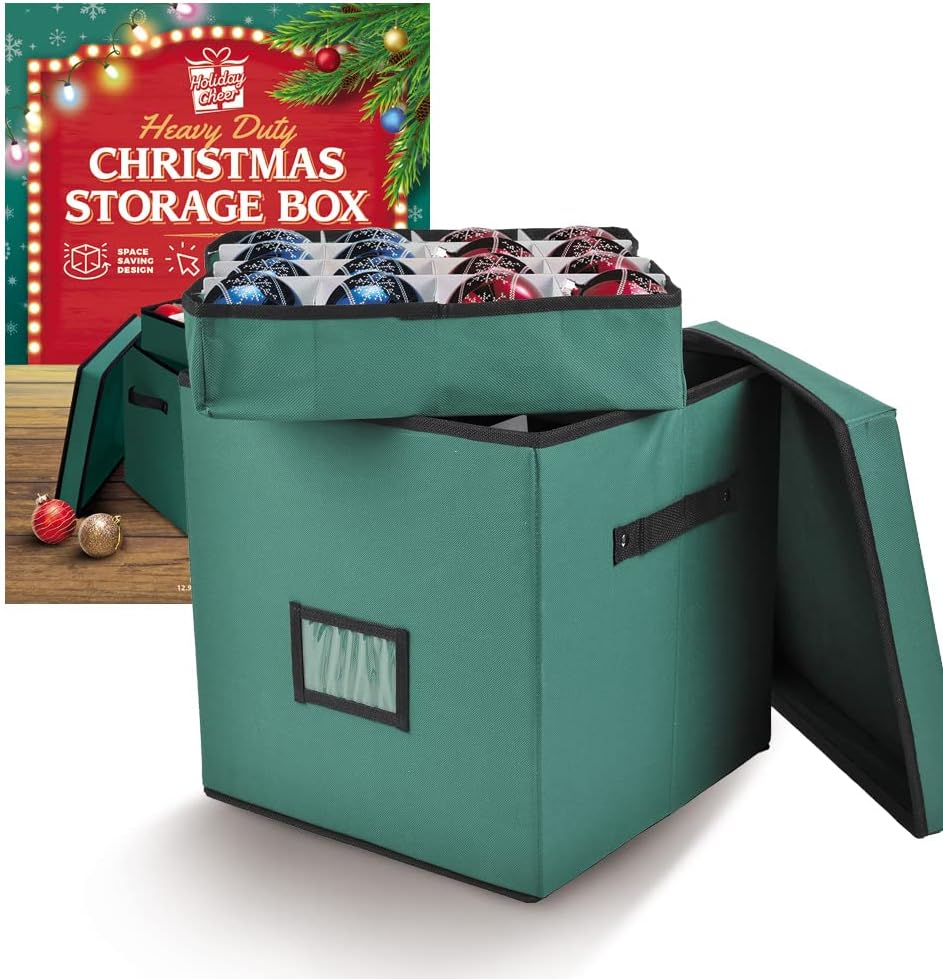 Premium Christmas Ornament Storage Box with 4 Stackable Trays – Heavy-Duty Holiday Decor Organizer