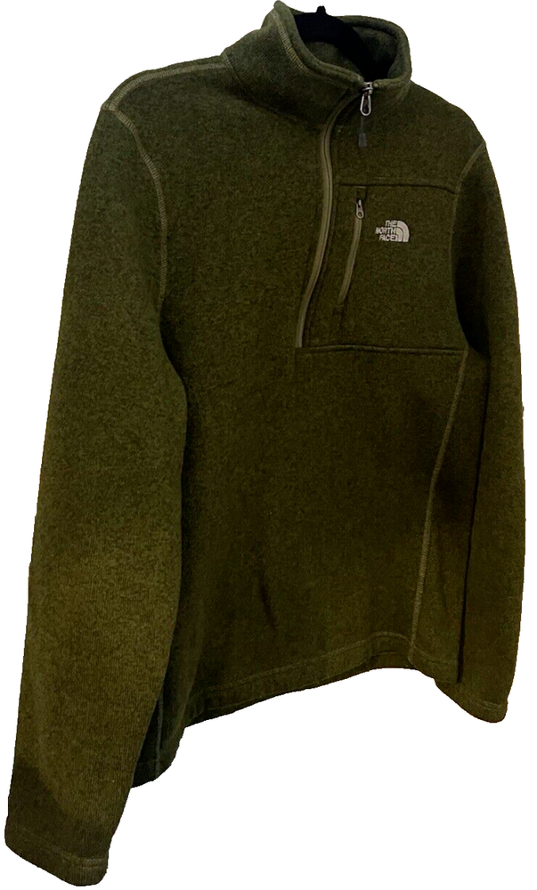 The North Face Men's Green 1/4 Zip Fleece Pullover Jacket Fall Pullover Sz L