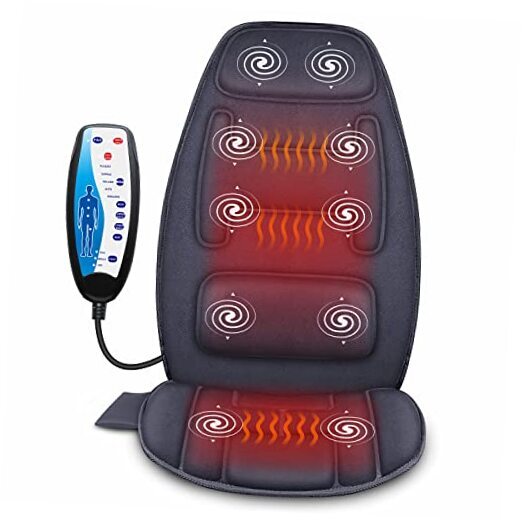 Massage Seat Cushion with Heat - Extra Memory Foam Support Pad in Navy Blue