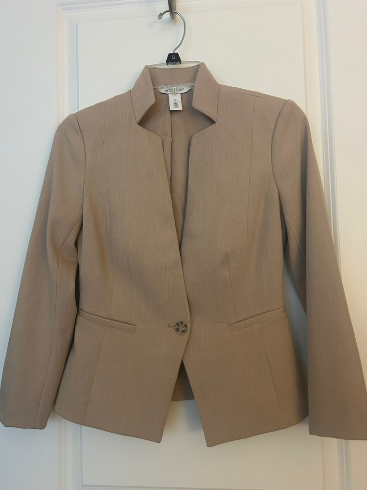 White House Black Market WHBM Tan Blazer Jacket size 00