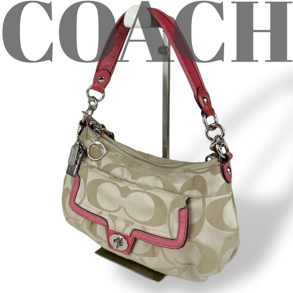 Coach Signature Canvas Shoulder Bag in Beige G06233381 Authentic
