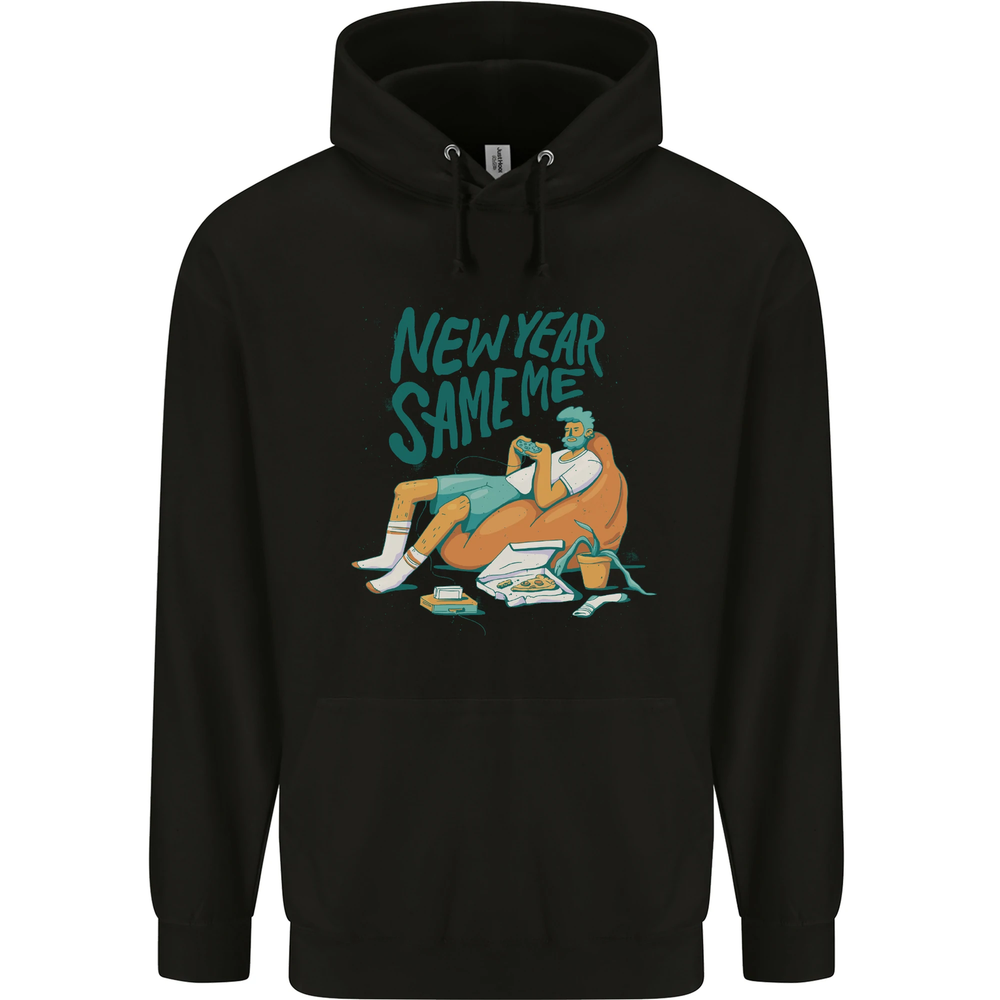 New Year Same Me Resolution Gaming Lazy Mens 80% Cotton Hoodie