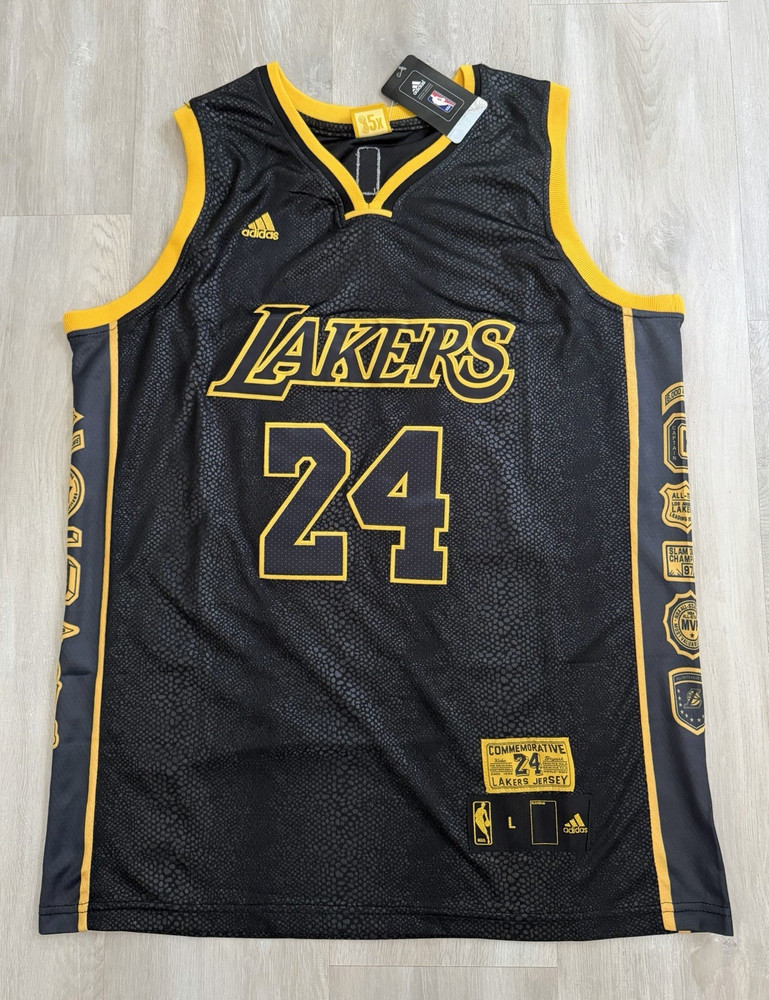 adidas Los Angeles Lakers Kobe Bryant #24 Black/Gold Jersey Size Large
