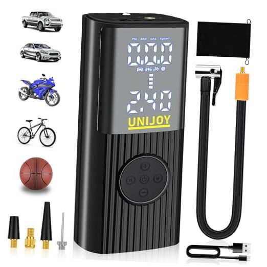 Cordless Car Tire Inflator Air Pump 180 PSI Portable Air Compressor in Black for Fast Tire Inflation