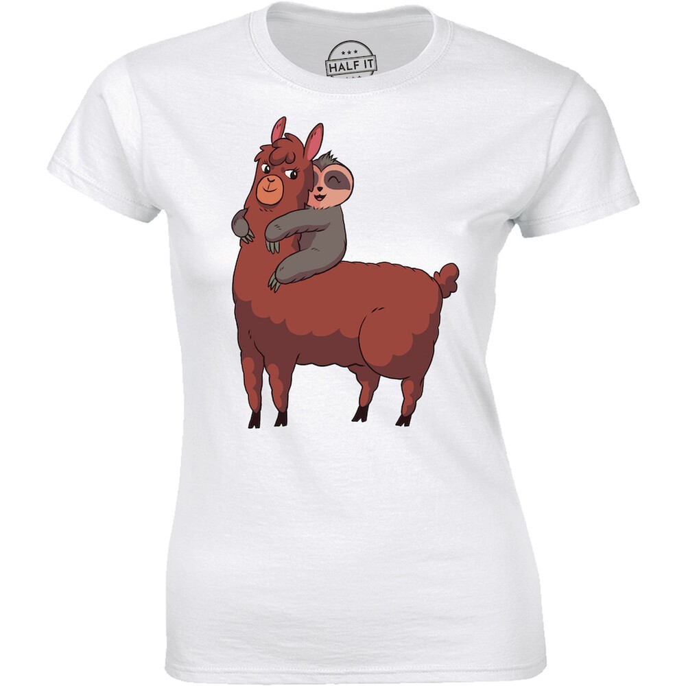 Cute Funny Sloth Riding On Llama Lovers Women's Premium T-shirt Gift Tee