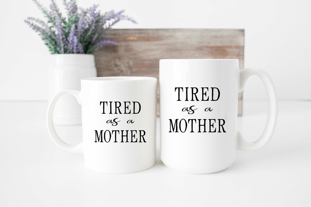 Fun Mom Gift Floral Tired White Coffee Mug for Women  