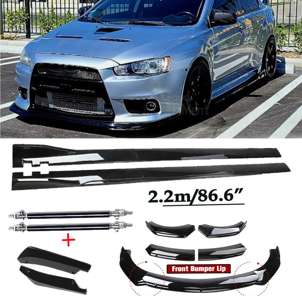 For Mitsubishi Lancer EVO Front Bumper Spoiler Body Kit /Side Skirt Glossy