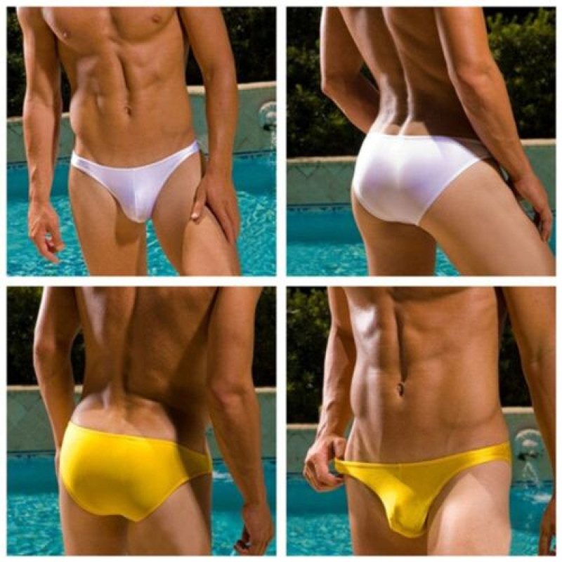 Mens Sexy Swimwear Low Waist Swim Briefs Bikini Swimsuit See Through Underpants