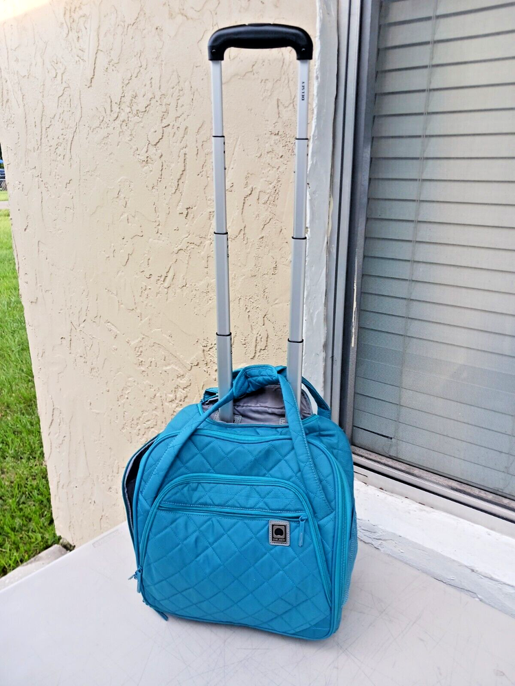Delsey Soft Air 2-Wheel Under Seat Carry-On Luggage in Turquoise Silver  