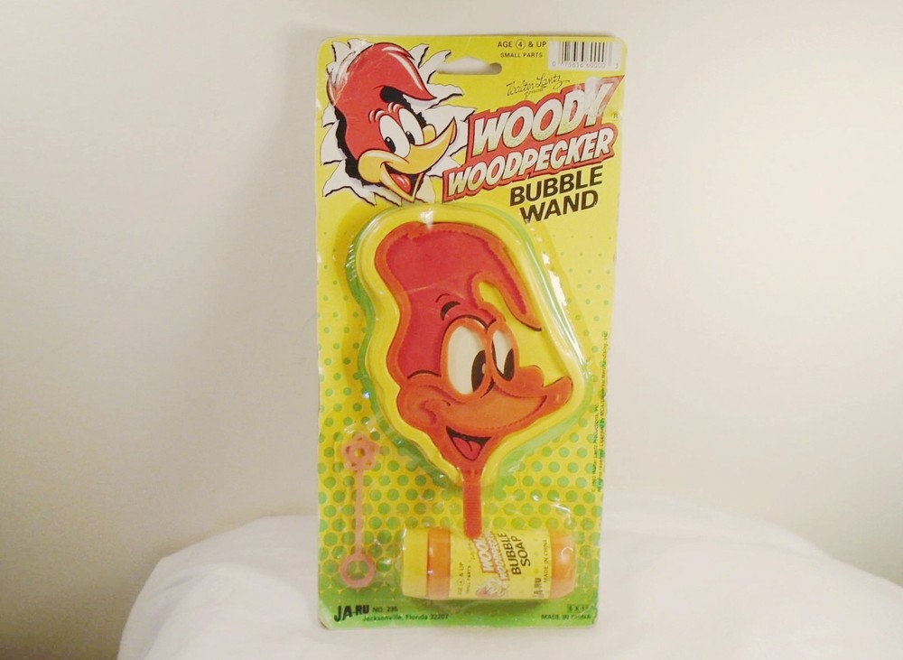 Vintage 1992 Ja-Ru Woody Woodpecker Bubble Wand Toy in Original Packaging
