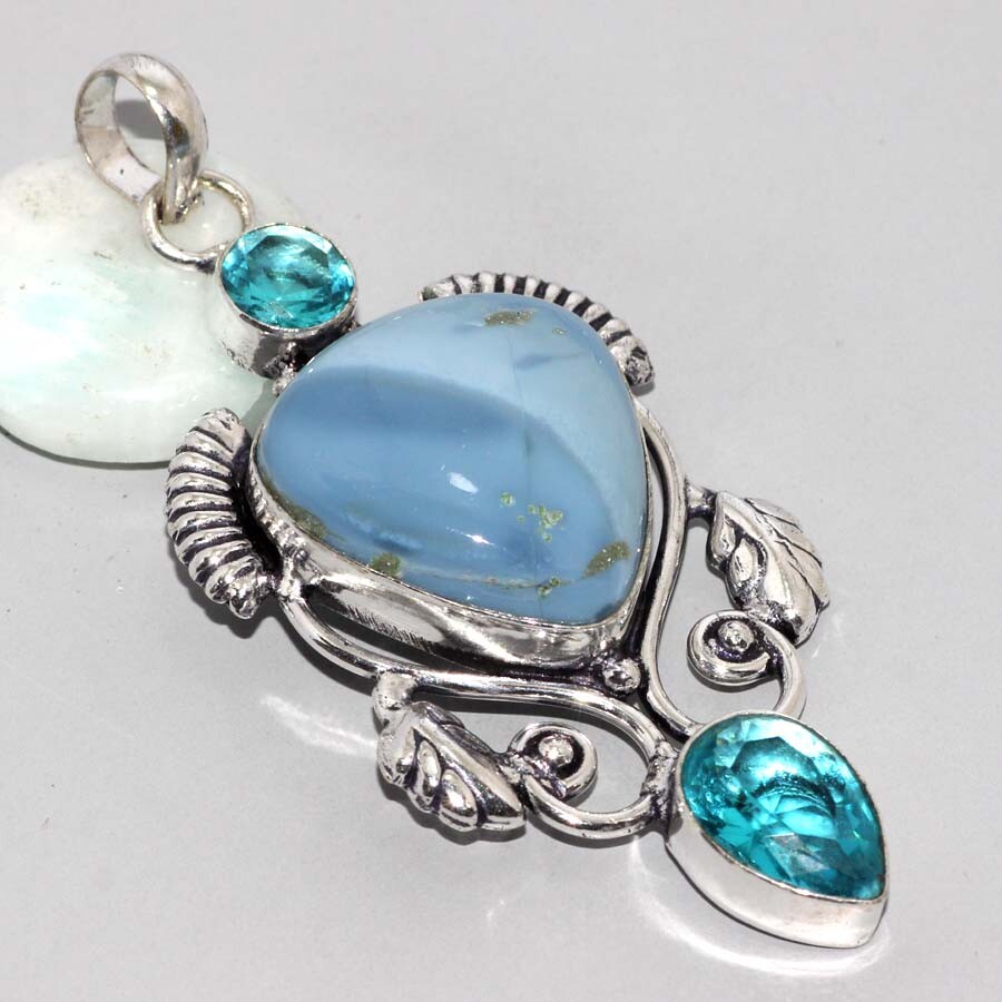 Owhyee Blue Opal Blue Topaz Jewellery Pendant Handmade Gemstone Size 2.7