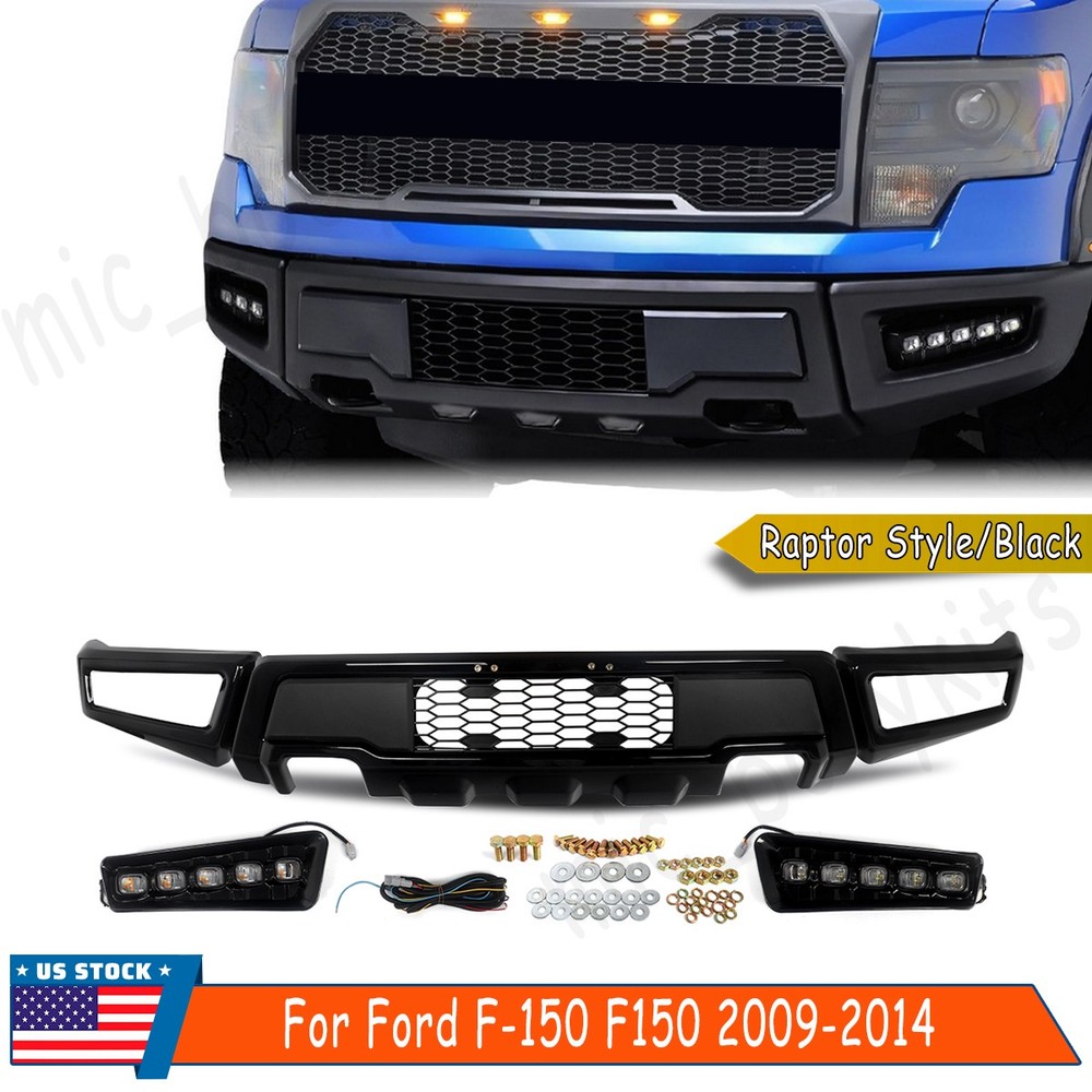 Raptor Style Front Bumper Face Bar With LED Light For Ford F-150 F150 2009-2014