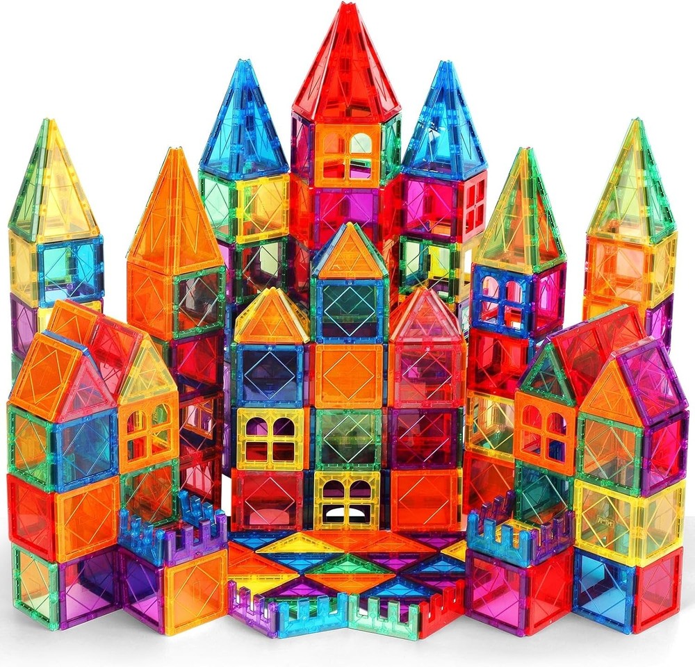 100 Pcs Magna Tiles Clear Colors Magnetic Building Toy Magnet Blocks Kids 3D