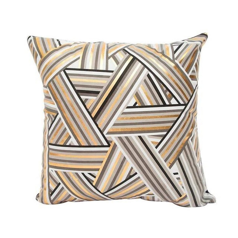 Funda de almohada negra con estampado dorado bronceado decorativo