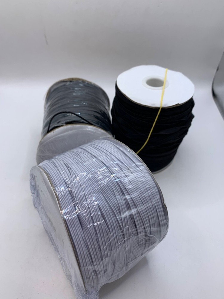 Bulk Lot of Elastic & Nylon Cord Black & Gray 400+ Yards