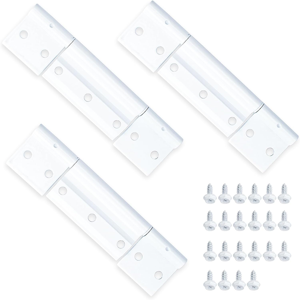 3Pack White Aluminum 1/8 In Grooved Screen Door Hinges for Storm Doors