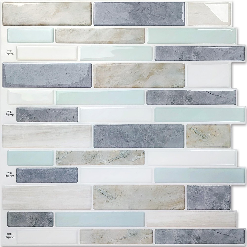 10-Sheet Peel & Stick Backsplash Tiles 12x12 Light Color Wall Stickers