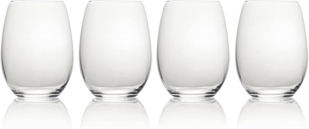 Julie Stemless Wine Glass Set of 4, 19.75 Oz Clear Glassware