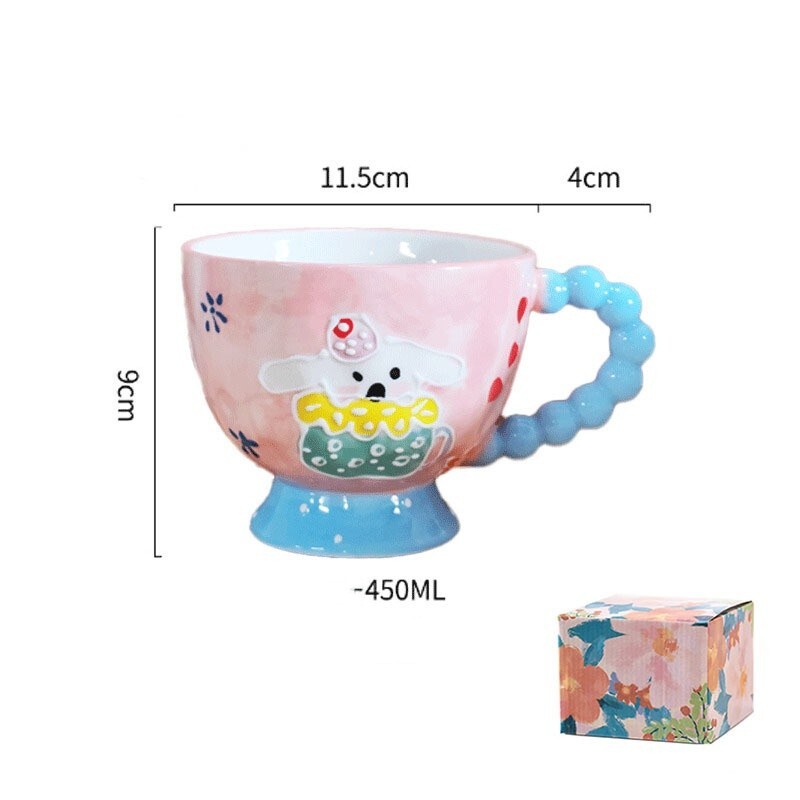 425ML Ceramic cups MUG tea GIFT cute flower BLUE COFFEE MUG