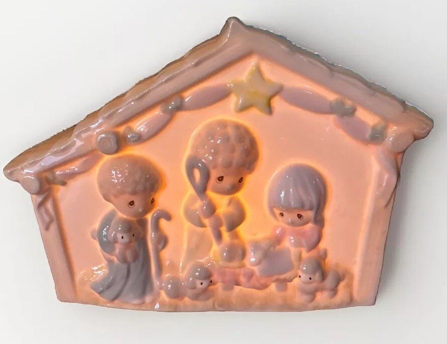 1992 Enesco Precious Moments Nativity Nightlight Vintage Christmas 6x5 Manger Decor