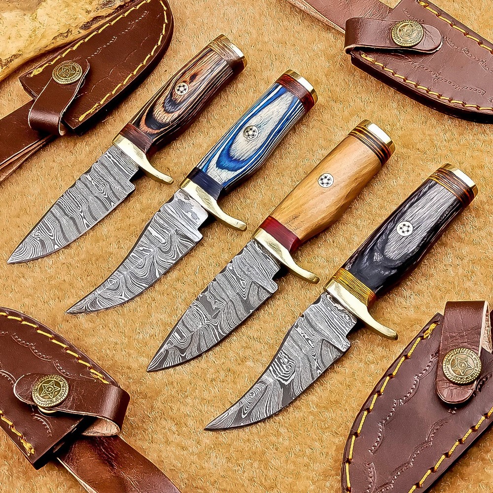 4 Pcs Damascus Blade Skinner Knives Set | 6