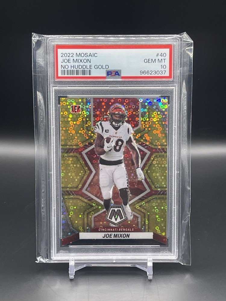 2022 Panini Mosaic Joe Mixon No Huddle Gold 10/10 #40 Cincinnati PSA 10 POP 3