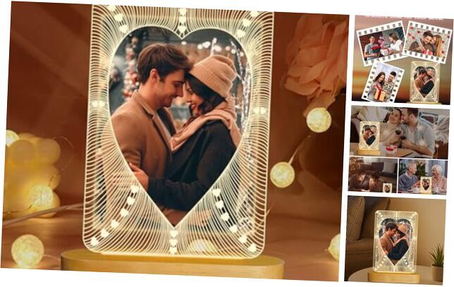 Picture Frame, Valentines Day Gift for Him Her,  Light up 6-inch Photo Heart