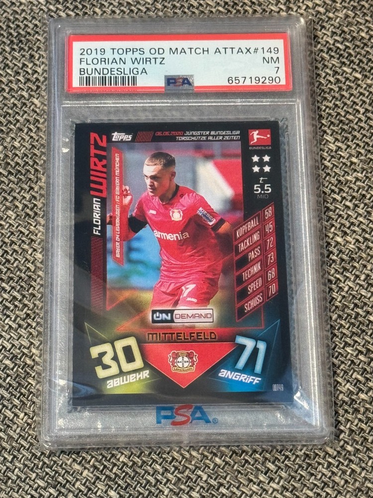 2019-20 Topps Match Attax Bundesliga Florian Wirtz #OD149 PSA 7 Rookie Card