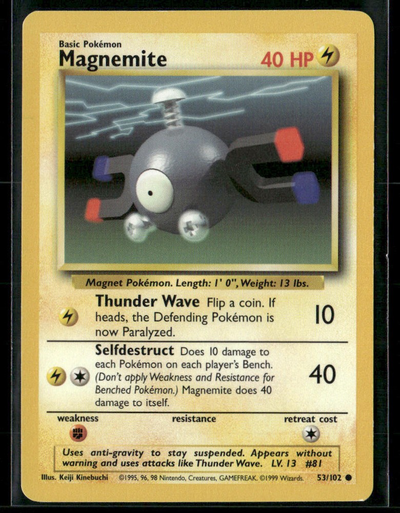 1999 Pokémon Magnemite Vintage Collectible Card