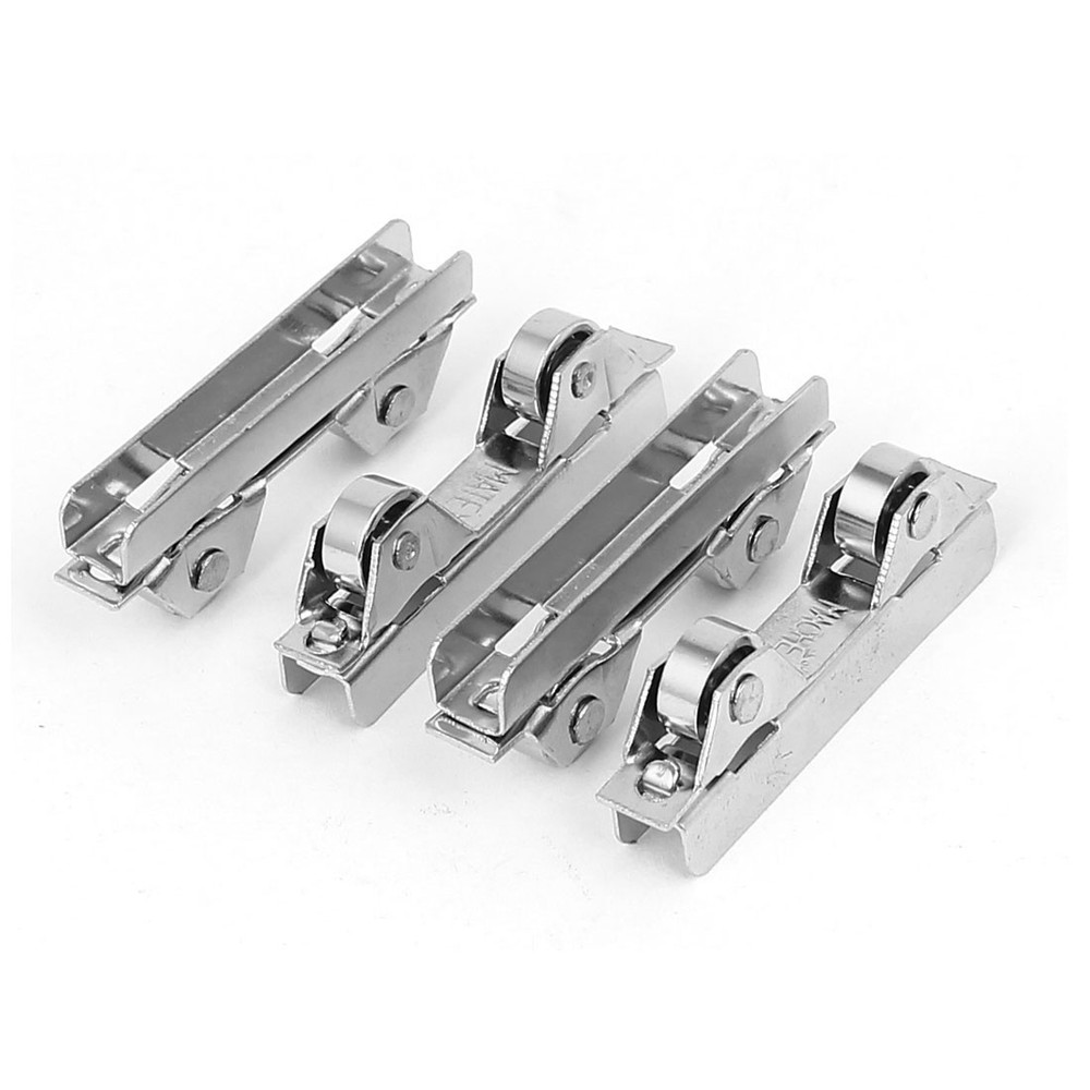 Double Wheels Silver Metal Sliding Door Roller Pulley for 6mm Glass 4pcs-image