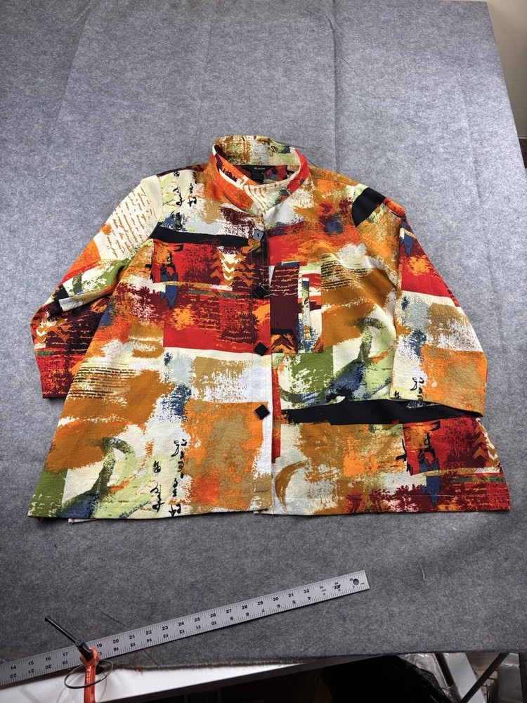 Ali Miles Women’s 1X Vibrant Wearable Art to Wear Blouse Shirt Top Artsy