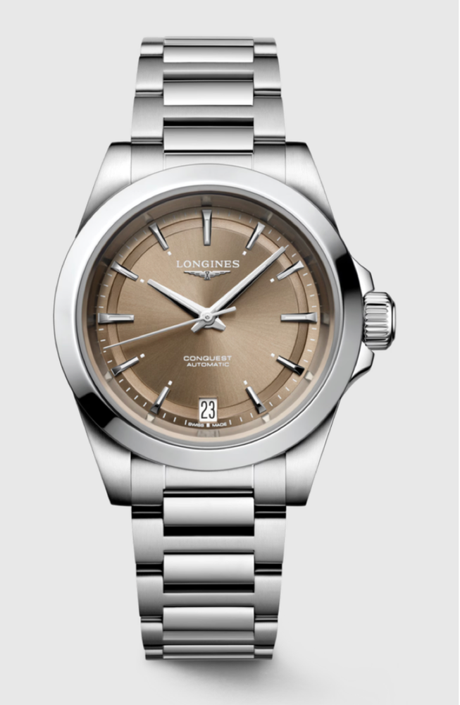 Longines Conquest 34 MM Stainless Steel Automatic Brown Dial Watch L34304626
